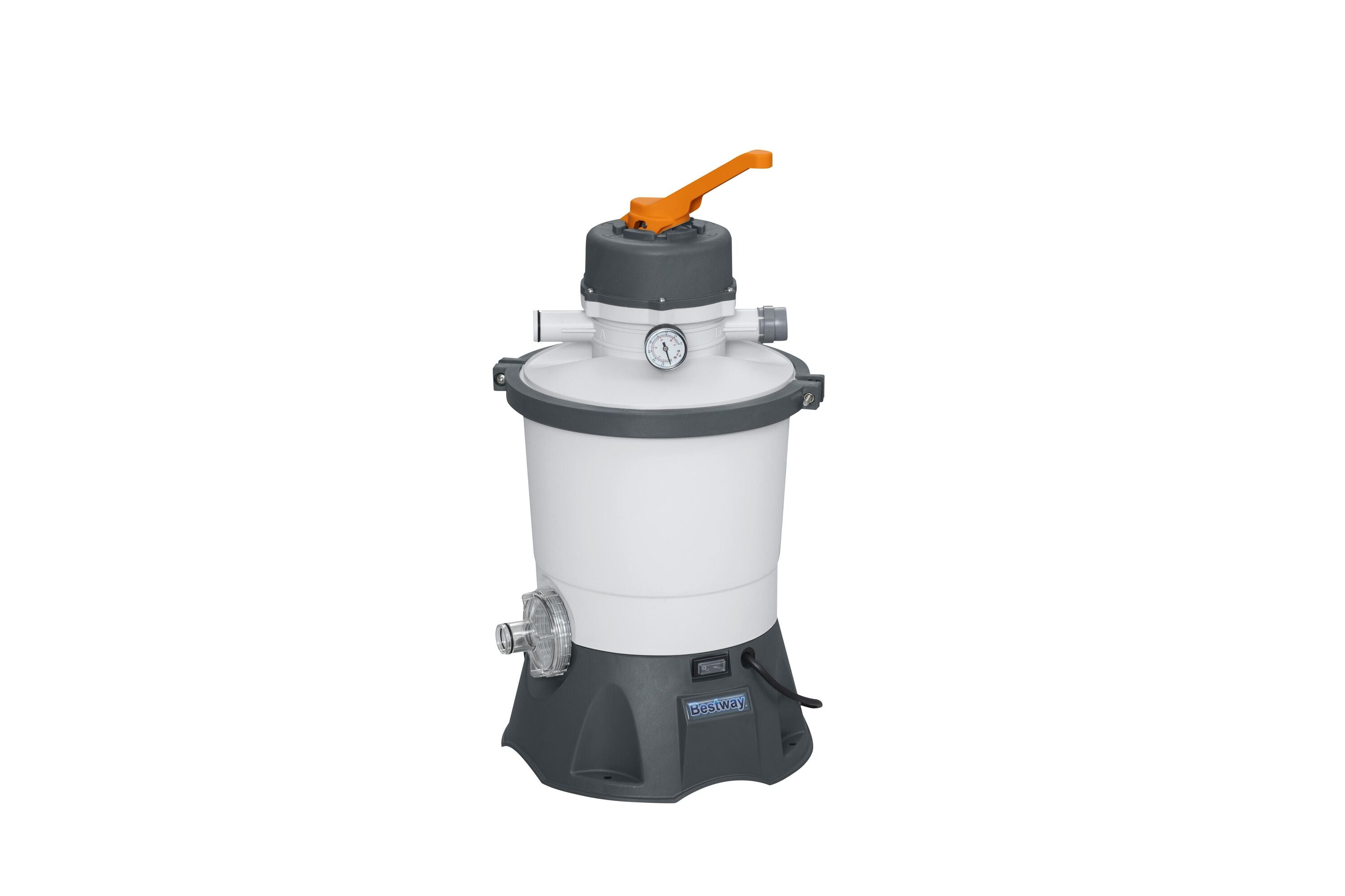 Bestway 3028L/800GAL Sand Filter (Contents:Sand Filter(220-240V~, 85W), Pumps water flow rate 3028L/h(800gal/h), Required sand size: #20 silica sand, 0.45-0.85mm, approximately 8.5kg, Diameter 3.2 cm /1.25 ' hose can be used with sand filter)