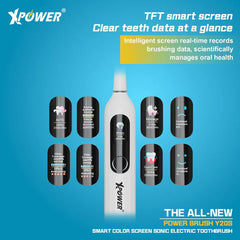 XPower The All-New Power Brush Y20S Smart Color Screen Sonic Electric Toothbrush White-4895246614229