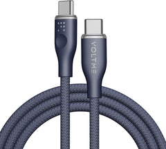 VOLTME Powerlink Rugg Double Nylon Cable Type C to Type C 3A / 1M (60W) Blue