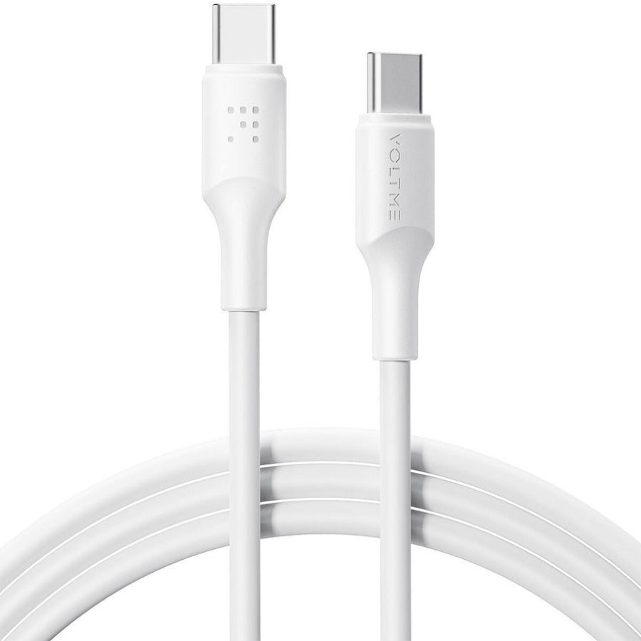 كابل فولتمي باورلينك من سلسلة EDC، من النوع C إلى النوع C، بطول 2.0 متر، 3 أمبير، 60 واط، أبيض اللون