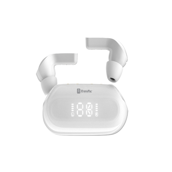 Xtrememac X-Twist Wireless Earphones With Battery Display - White