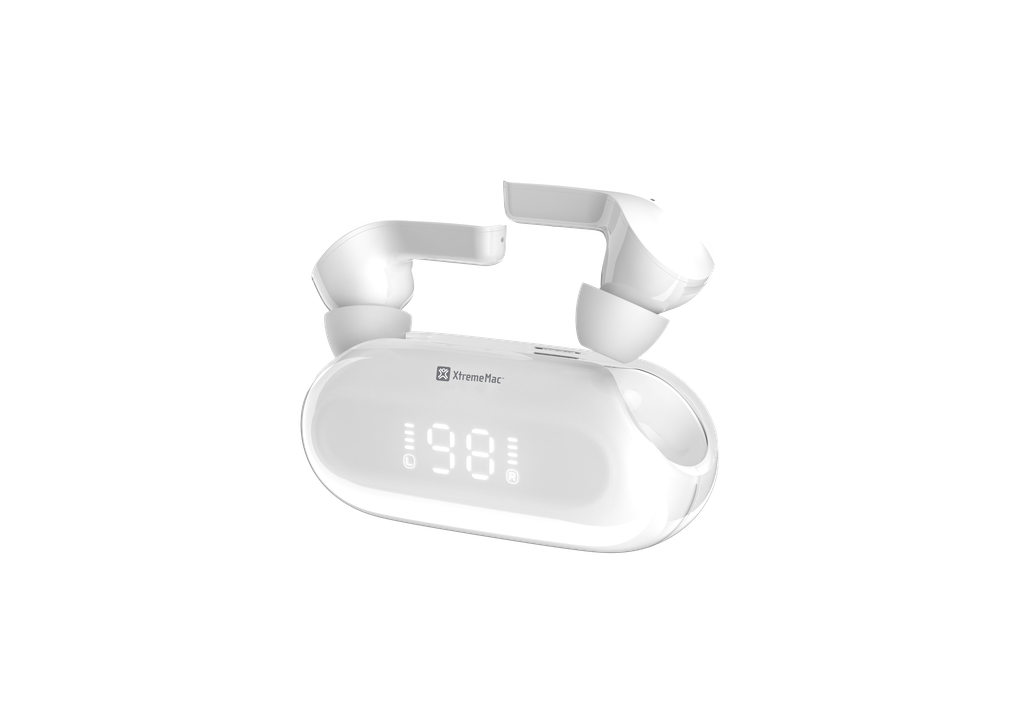 Xtrememac X-Twist Wireless Earphones With Battery Display - White