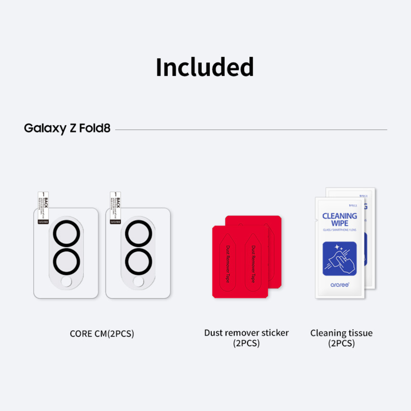 Araree Core Camera 2Pcs Camera Protector For Z Fold 8-Clear