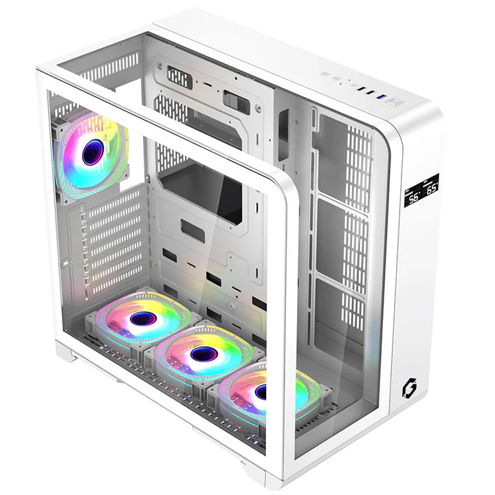 GAMEON Infinity Midnight Series ARGB Mid Tower Gaming Case 4 Fans - White