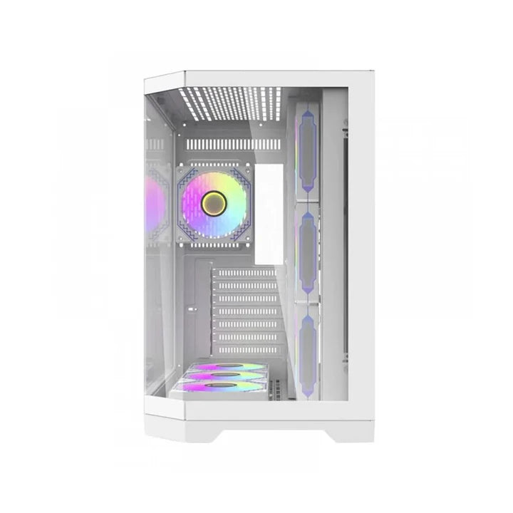 DarkFlash FT418 PRO ATX Mid Tower Gaming Case - White (7 ARGB Fans Included)