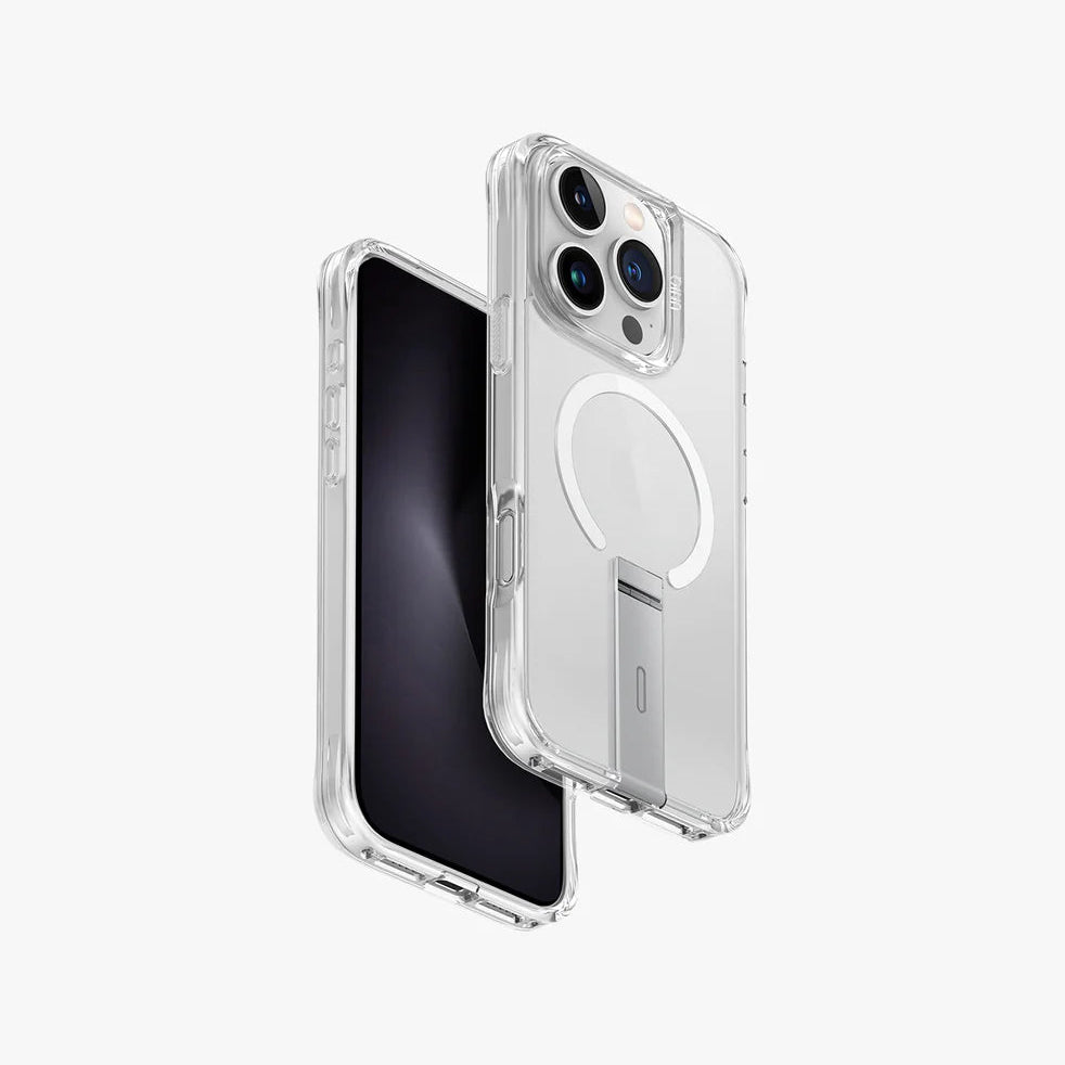 UNIQ HYBRID IPHONE 16 PRO (2024) 6.9 MAGCLICK CHARGING ELEVA WITH VERTICAL STAND - LUCENT (CLEAR)