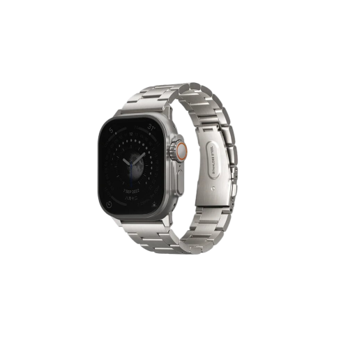 سوار UNIQ OSTA من الفولاذ لـ Apple Watch مع وصلات قابلة للتعديل ذاتيًا 49/45/44/42 مم - تيتانيوم (فضي)