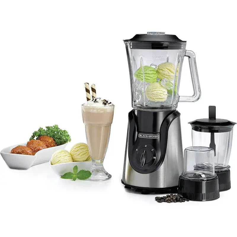 Black & Decker Glass Blender  with Grinder- Mincer-Chopper 1.5L 600W