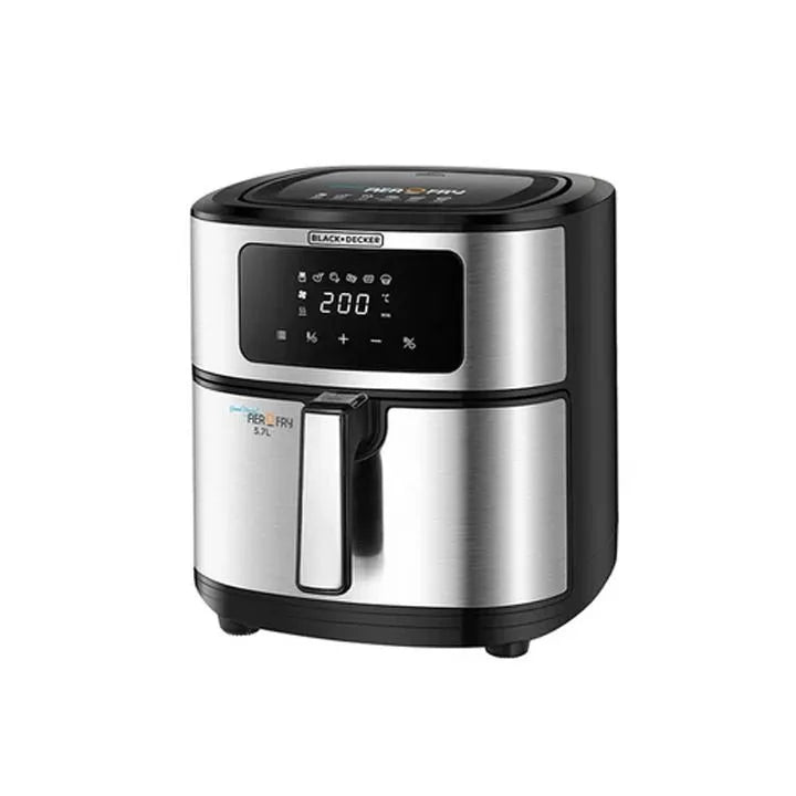 Black & Decker 6-in-1 Air Fryer, 5.7L, Digital Touch Control, Rapid Air Convection, 5.7L Basket, Adjustable Temp 80-200°C, Auto-Off, Cool-Touch Handle,...