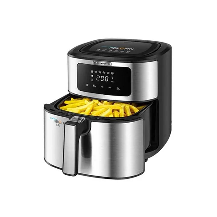 Black & Decker 6-in-1 Air Fryer, 5.7L, Digital Touch Control, Rapid Air Convection, 5.7L Basket, Adjustable Temp 80-200°C, Auto-Off, Cool-Touch Handle,...