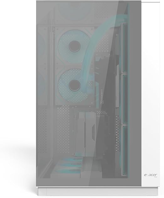 ACER V333 ATX PC Case, Full Tower Gaming Computer Case with Tempered Glass Panels, 8 Pre-Installed RGB Fans, Remote Control, SPCC Steel Frame, 3 USB Ports