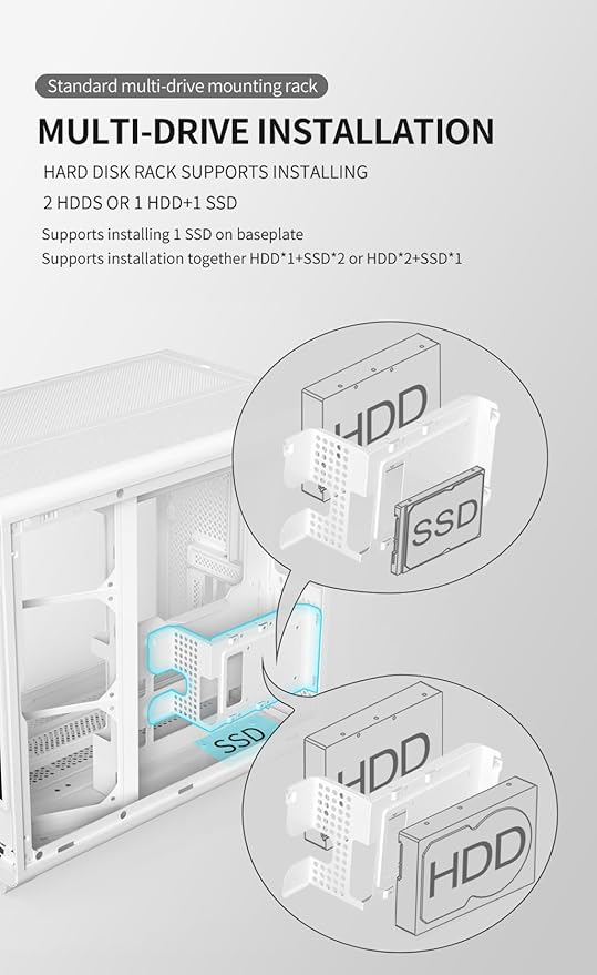 ACER U600 ATX PC Case, Full Tower Gaming Computer Case with Tempered Glass Side Panel, 7 RGB Fans & Remote Control, Temperature Display, SPCC Steel Frame, 3 USB Ports, White Mid Tower Case