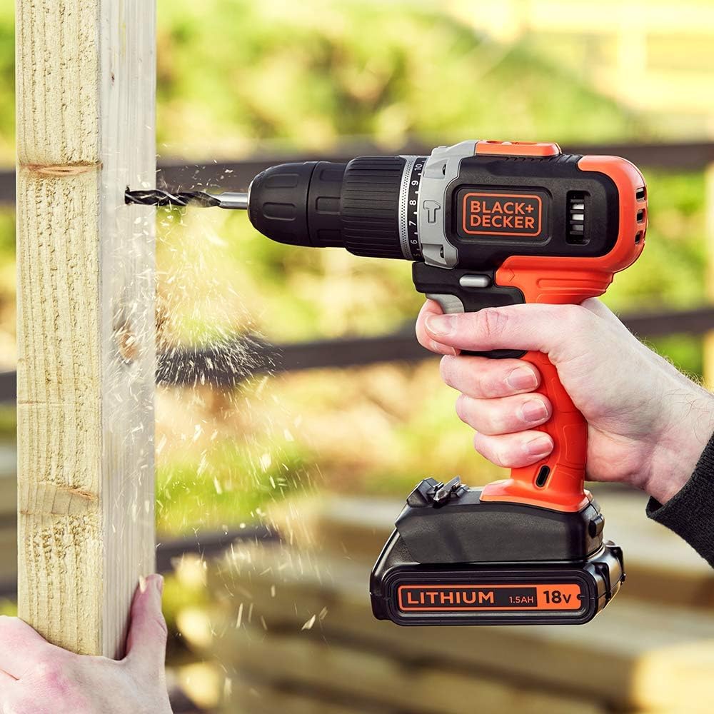 B+D Cordless Hammer Drill 18V + 2 Batteries + KitBox