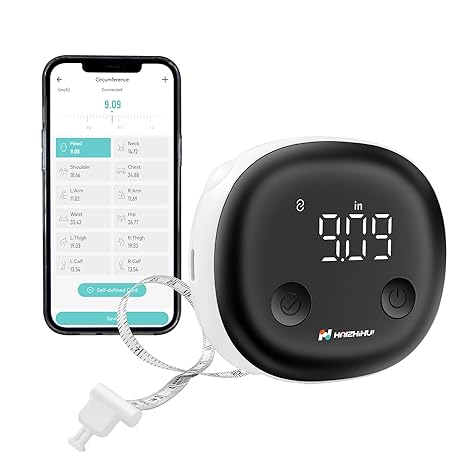 Fitdays Smart Body Tape Measure, Smart Body Waist Ruler, Waist Circumference Inch Centimeter Digital Measuring Tapes with APP