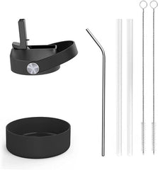 Buzio Universal Straw Lid with Straw and Brush - Black