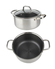 OSFE Home Cooking 316 High Quality 10-Piece Luxury Triply Stainless Steel Non Stick Cookware Set With Glass Lid (32-28-24-20 cm Pots and Pan 28 cm)