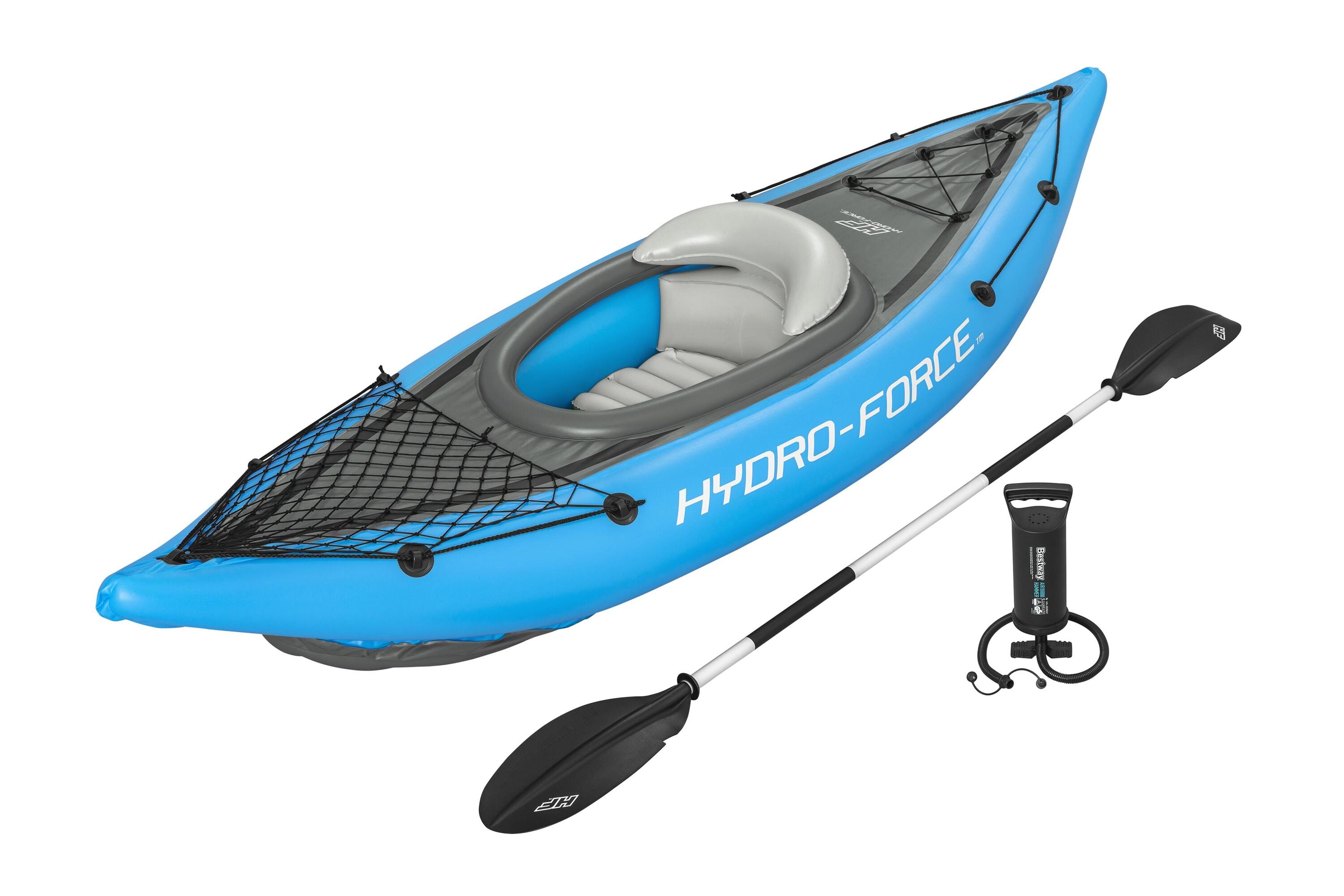 Bestway 2.75M X 81CM Cove Champion X1 Kayak (Contents :1 kayak,1 paddle,1 hand pump,2 fins, 1 storage net, repair patch)