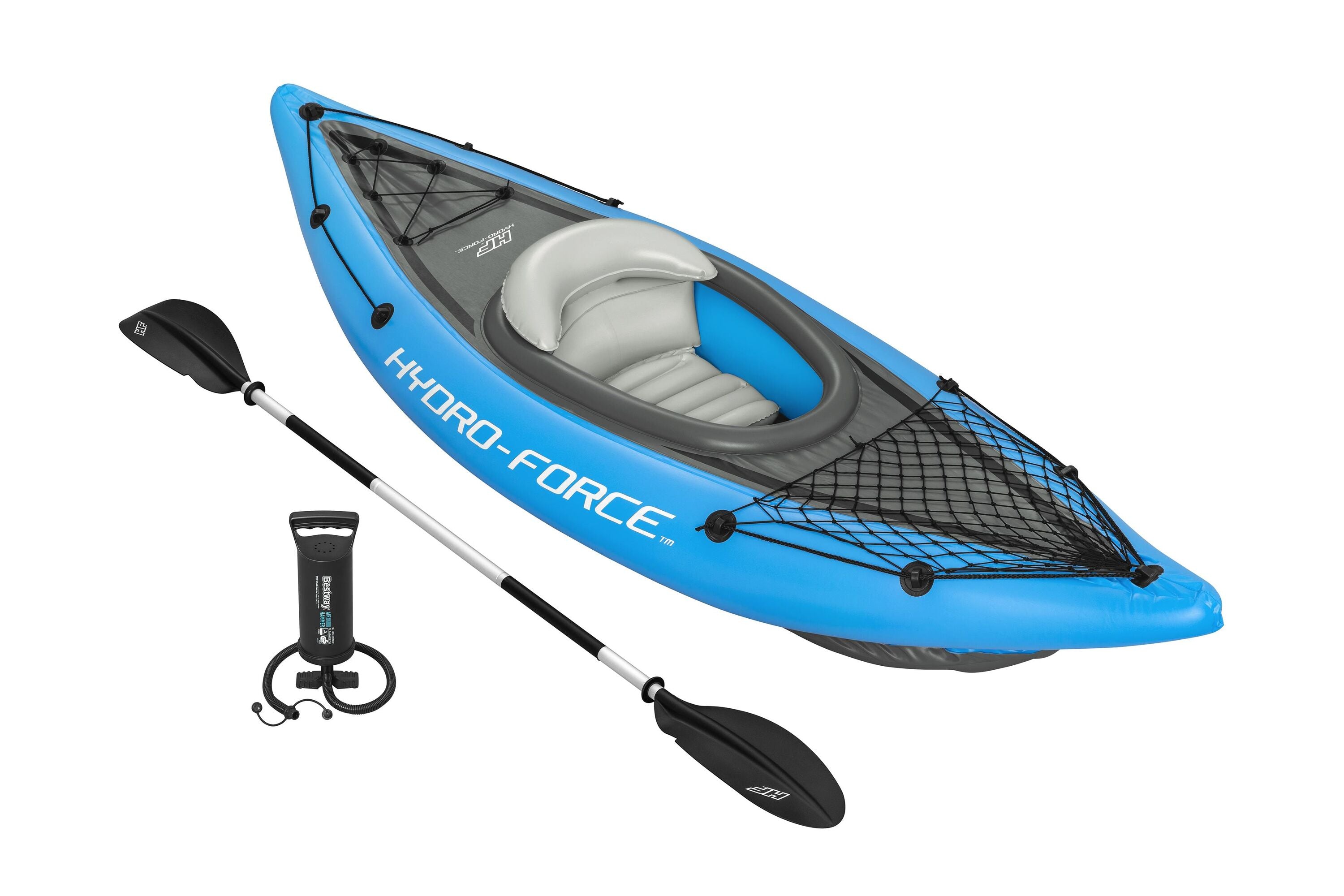 Bestway 2.75M X 81CM Cove Champion X1 Kayak (Contents :1 kayak,1 paddle,1 hand pump,2 fins, 1 storage net, repair patch)