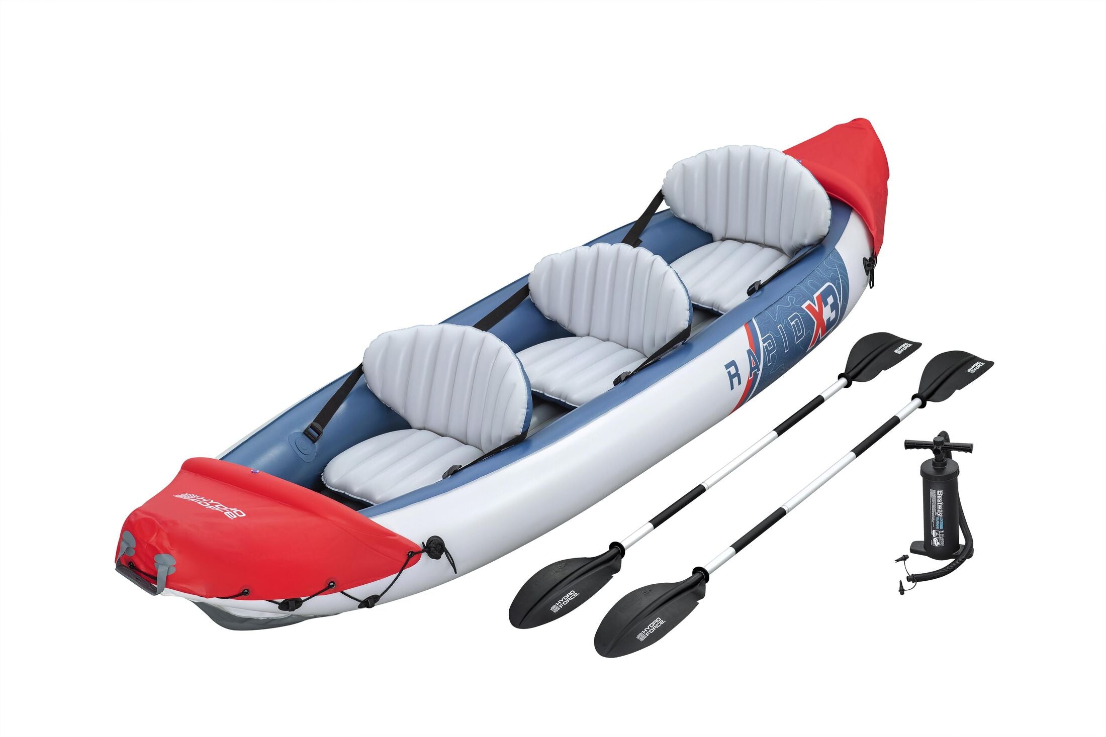 Bestway 3.81 M X 1.00 M Rapid X3 Kayak (Contents :1 kayak, 2 paddles, 1 hand pump,2 fins, 1 carry bag, repair patch)