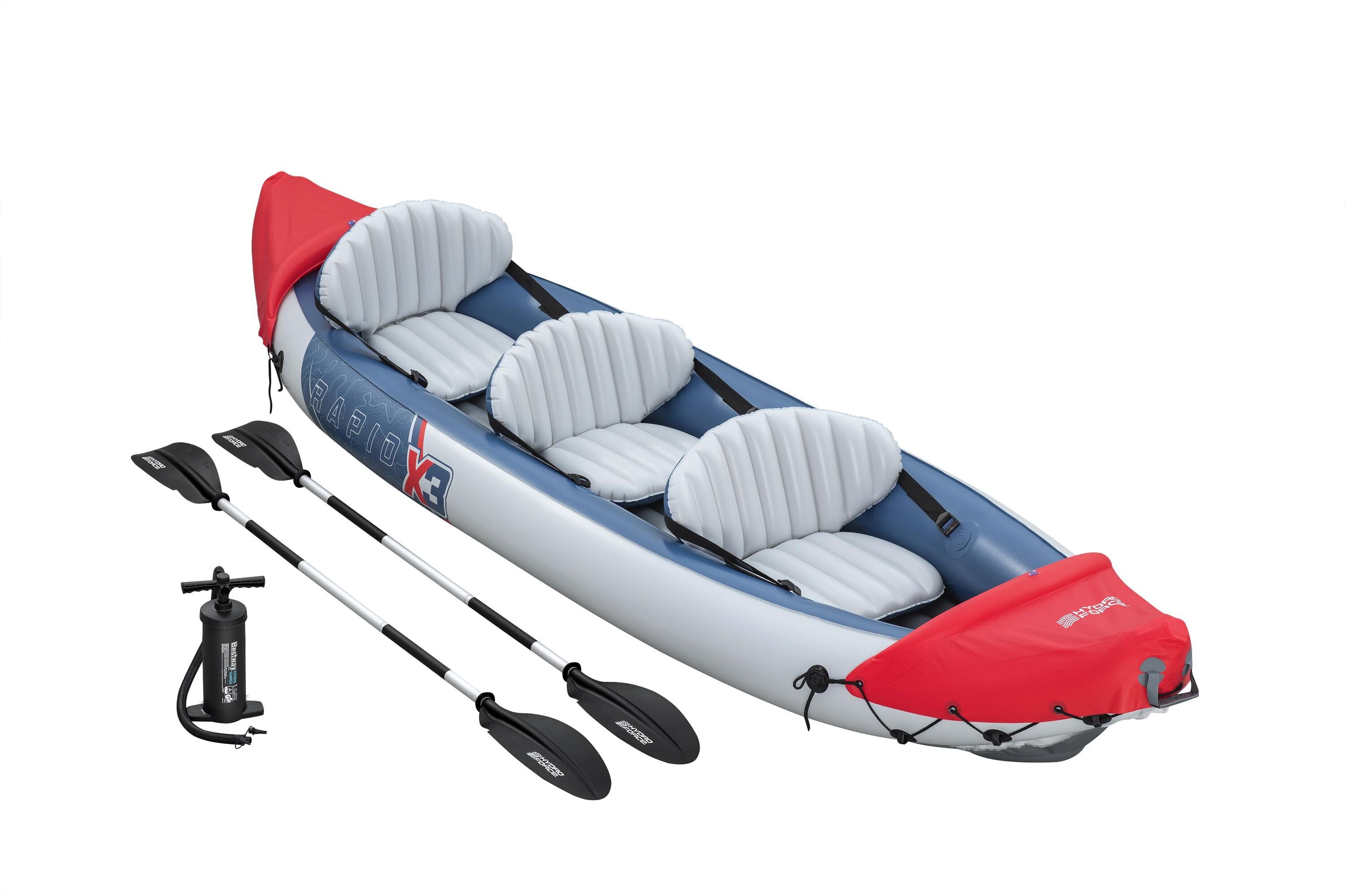 Bestway 3.81 M X 1.00 M Rapid X3 Kayak (Contents :1 kayak, 2 paddles, 1 hand pump,2 fins, 1 carry bag, repair patch)