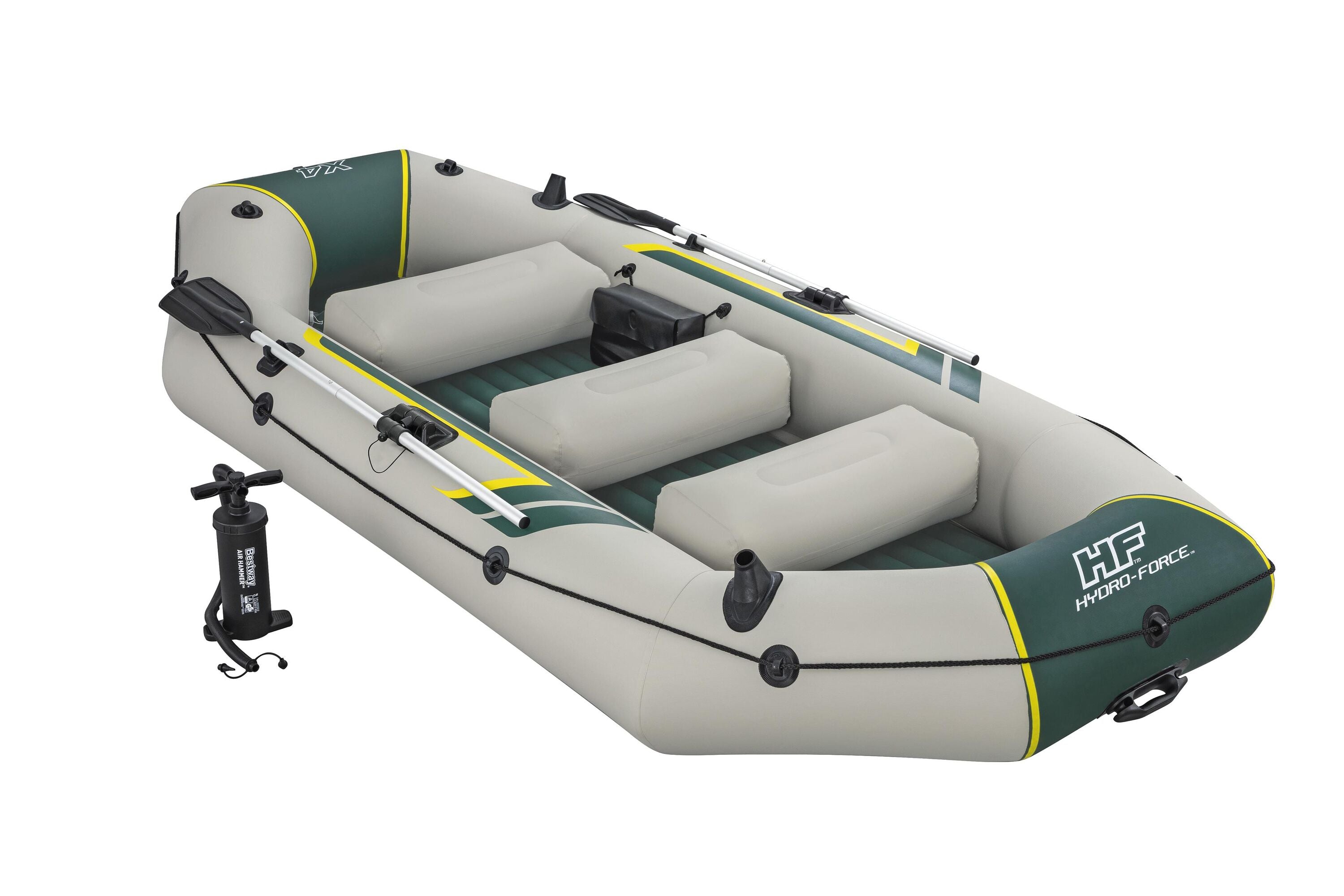 Bestway 3.20M X 1.48M X47CMRANGER Elite X4 Raft Set (Contents:1 boat, 1 pair of oars, 1 hand pump, 1 gear pouch, 1 carry bag, repair patch)