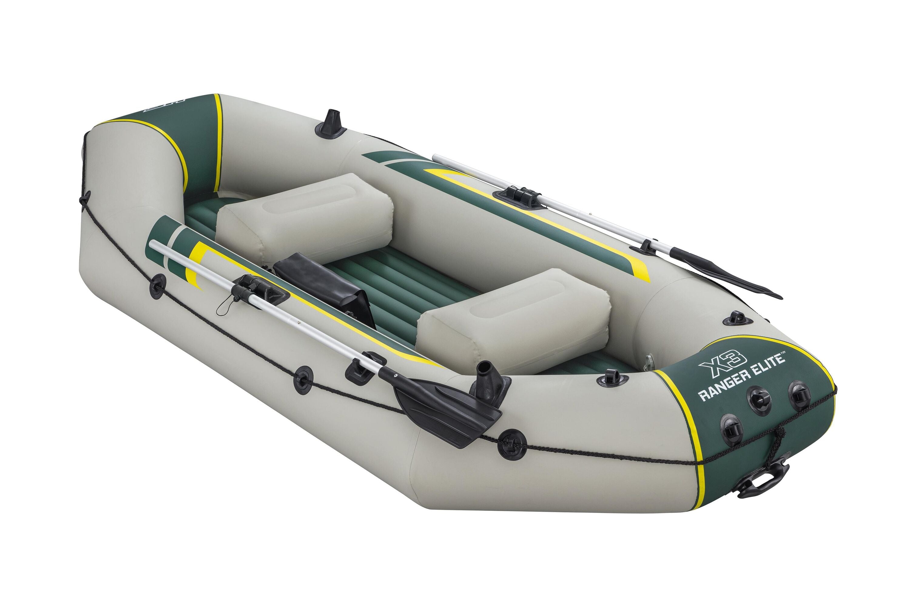 Bestway 2.95M X 1.30M X46CMRANGER Elite X3 Raft Set (Contents:1 boat, 1 pair of oars, 1 hand pump, 1 gear pouch, 1 carry bag, repair patch)