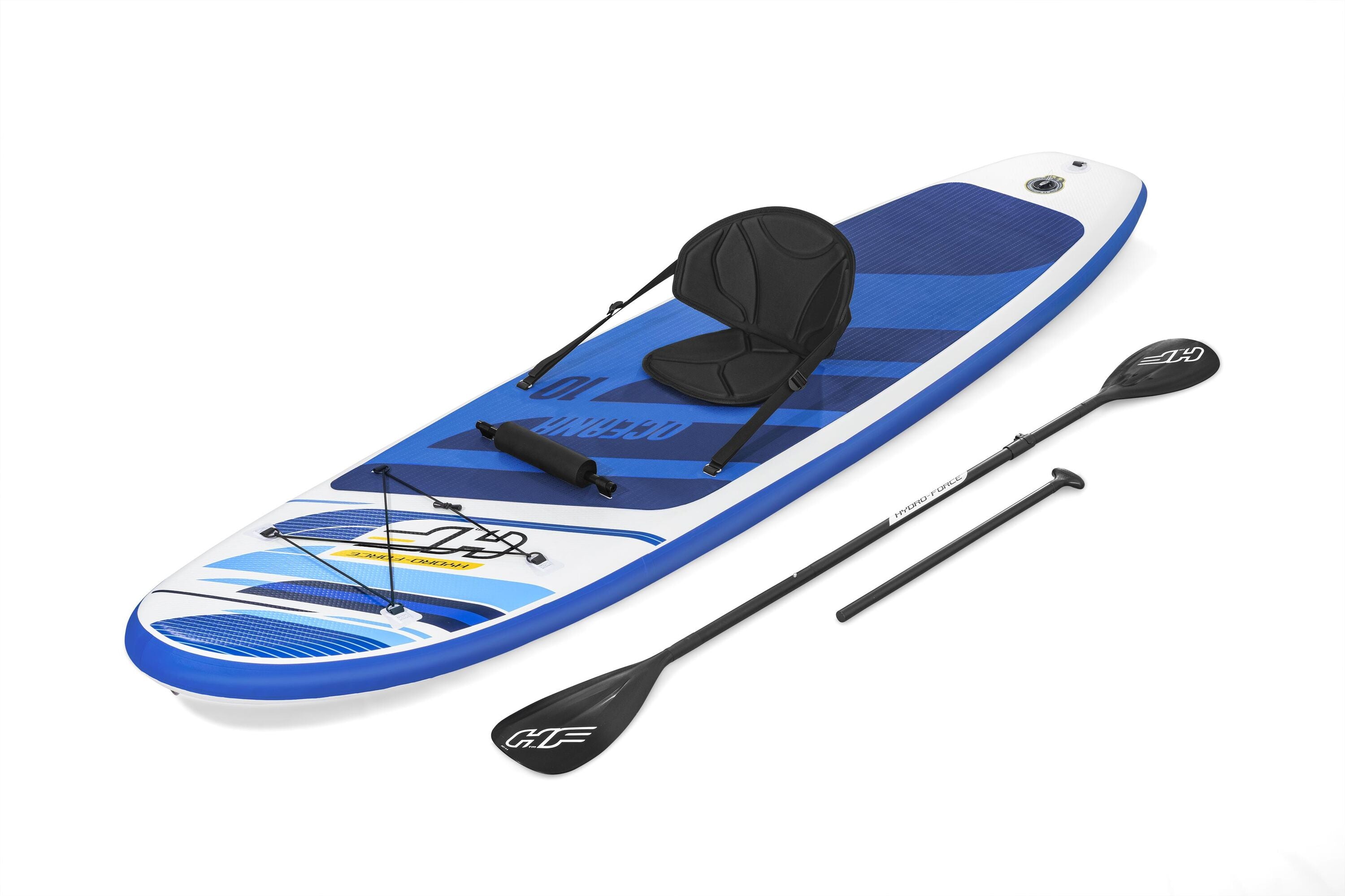 Bestway 3.05M X 84CM X 12CM Oceana Convertible Set (Contents:1 paddleboard, 1 paddle, 1 hand pump, 1 backpack, 1 coiled leash, 1 seat, 1 footrest,1 fin, repair kit)