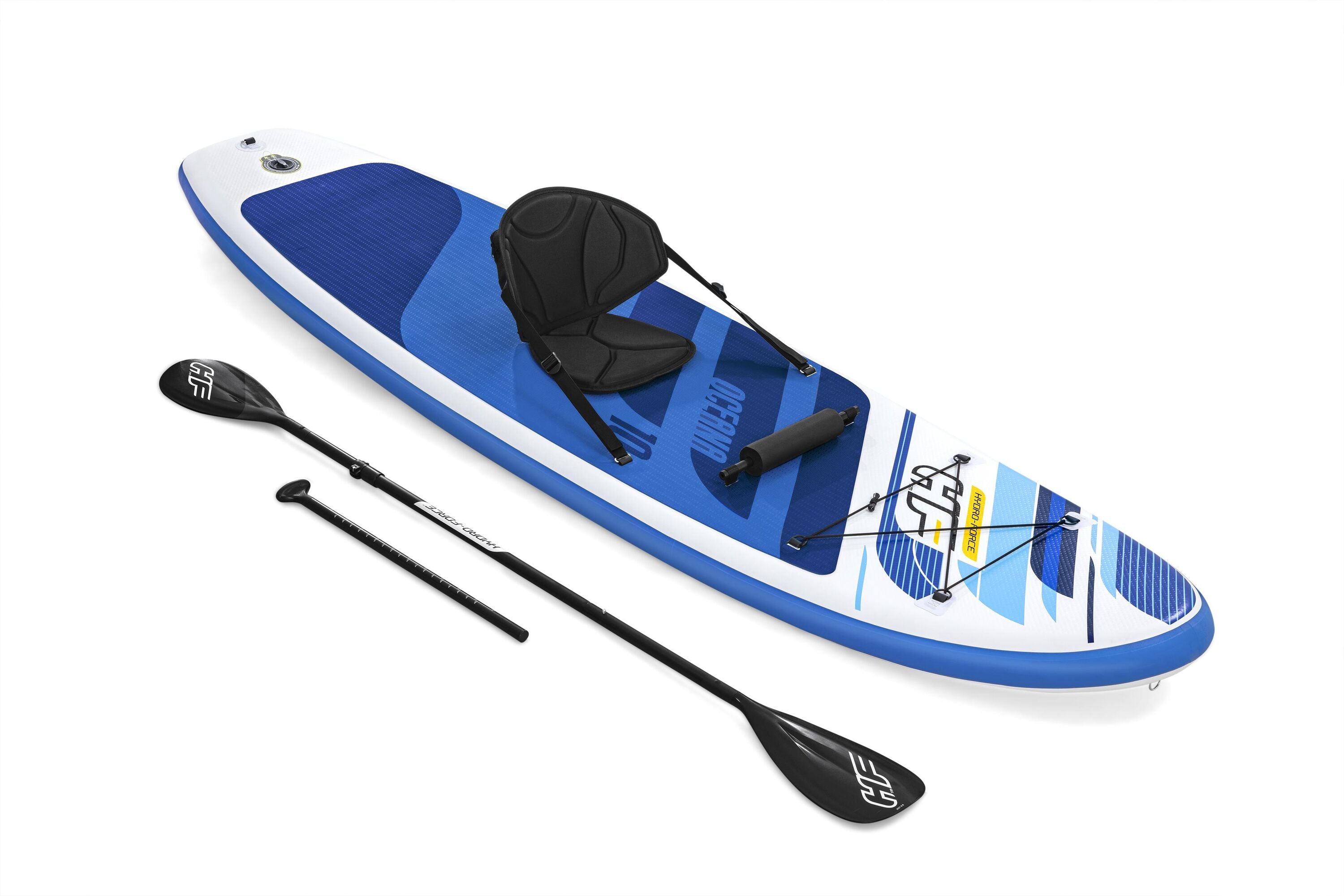 Bestway 3.05M X 84CM X 12CM Oceana Convertible Set (Contents:1 paddleboard, 1 paddle, 1 hand pump, 1 backpack, 1 coiled leash, 1 seat, 1 footrest,1 fin, repair kit)