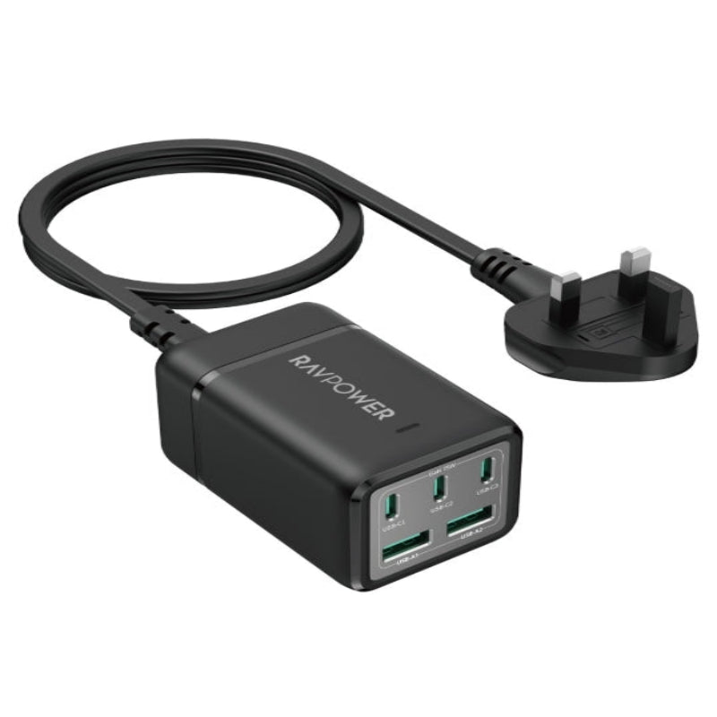 RP-PC1045  75W Power Strip 5-Port without AC outletsc Offline Black