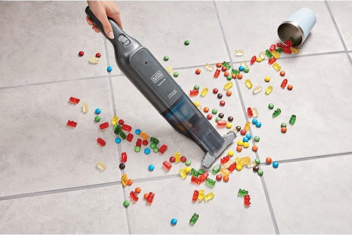 B+D cordless 12v handheld dustbuster vacuum, 22 air watts,14 mins runtime, ultra wide extendable nozzle, charging base with 2.0ah