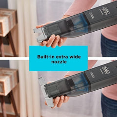 B+D cordless 12v handheld dustbuster vacuum, 22 air watts,14 mins runtime, ultra wide extendable nozzle, charging base with 2.0ah