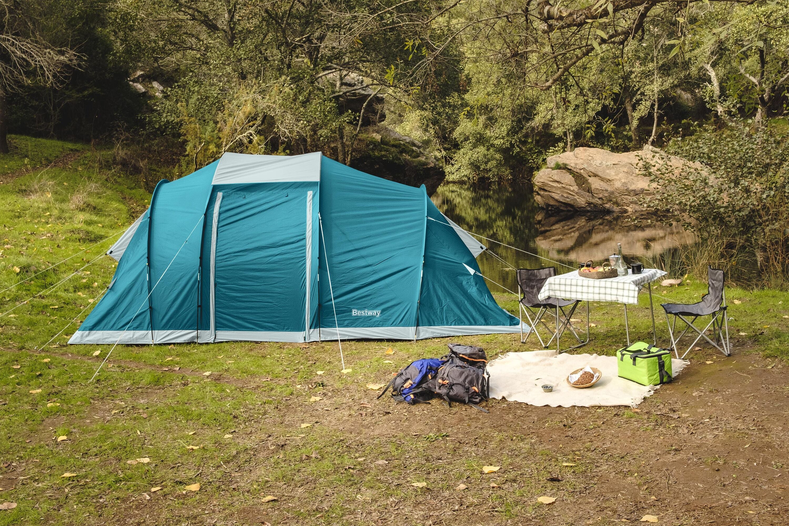 Bestway16'1" X 9'2" X 6'7"/4.90M X 2.80M X 2.00M Family Ground 6 Tent (Contents:Tent,Carry Bag, Thirty-Two pegs, Two Layers, 3000mmH2O)
