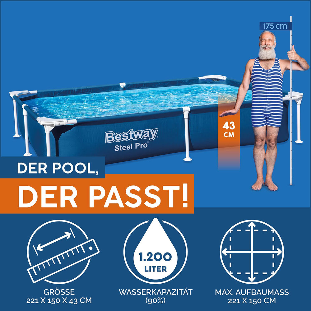 BESTWAY 2.21M X 1.50M X 43CM POOL (Contents:one pool)
