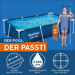 BESTWAY 2.59M X 1.70M X 61CM POOL (Contents:one pool)