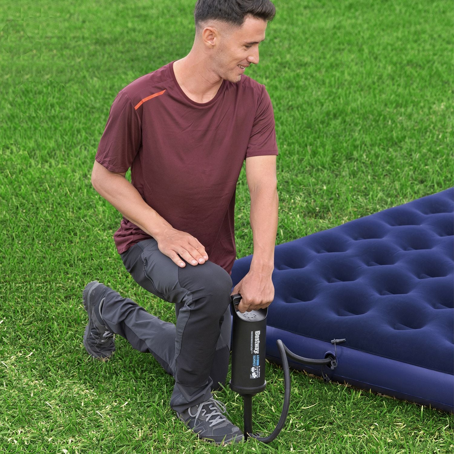 BESTWAY 36CM INFLATION PUMP (Contents:hand pump, flexible hose(0.8m), 3 valve adaptors)