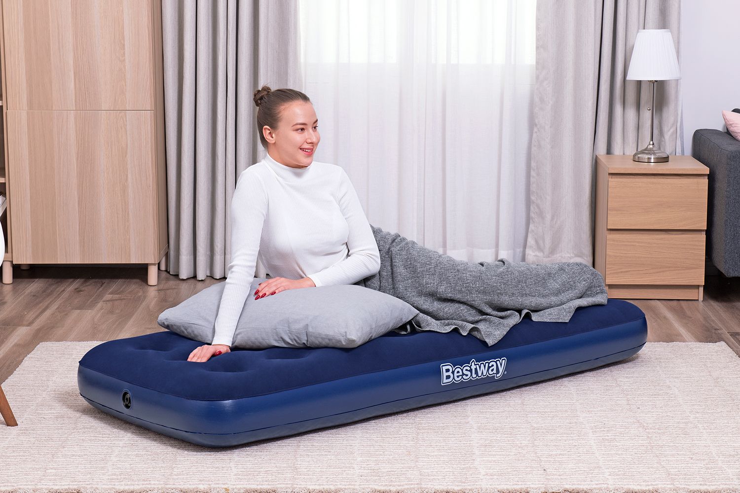 BESTWAY 1.85M X 76CM X 22CM AIR MATTRESS JR.TWIN (Contents:Air Mattress, repair patch)