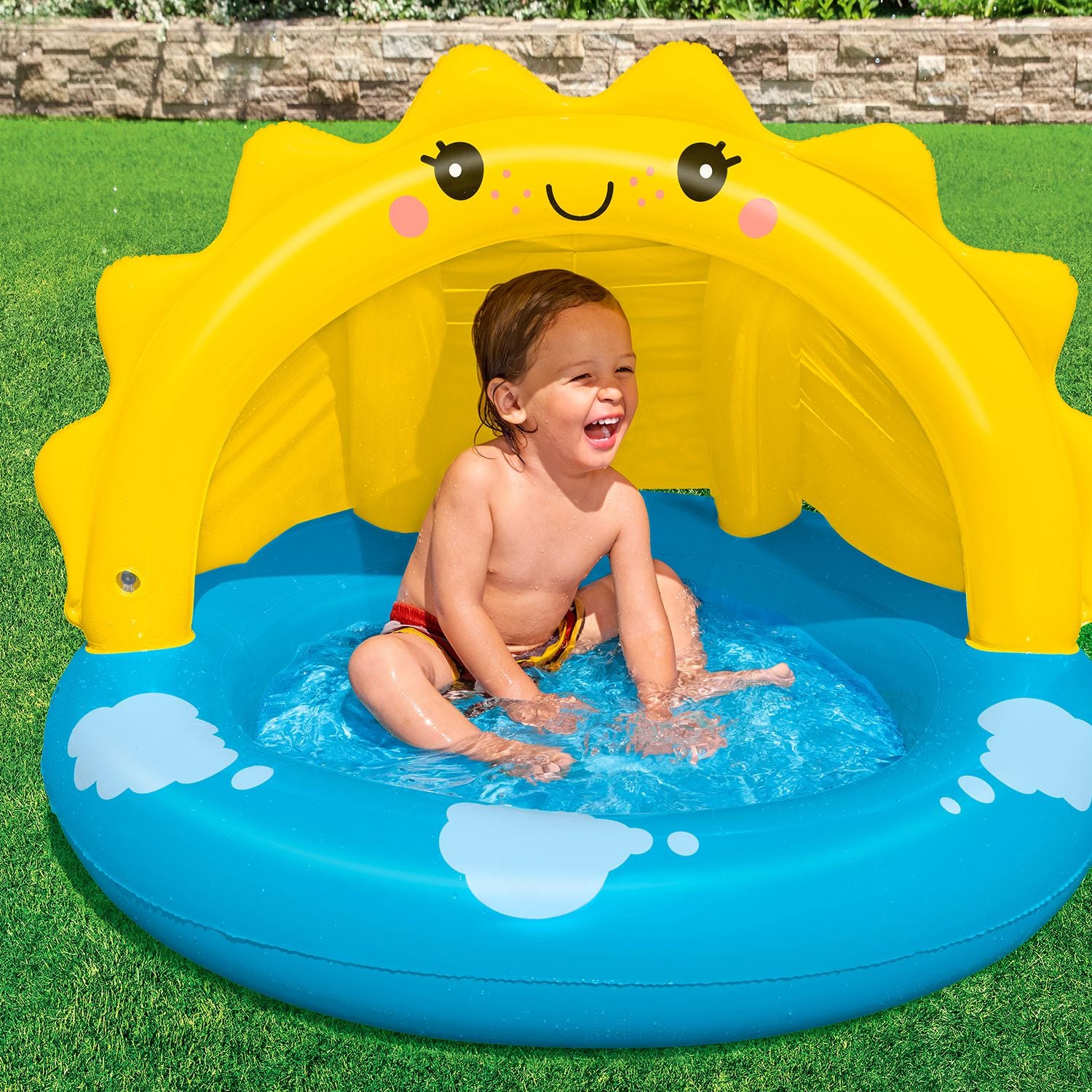 BESTWAY 1.01M X 97CM X 71CM SUNNY DAYS SHADED KIDDIE POOL (1 pool, repair patch) Age 2+