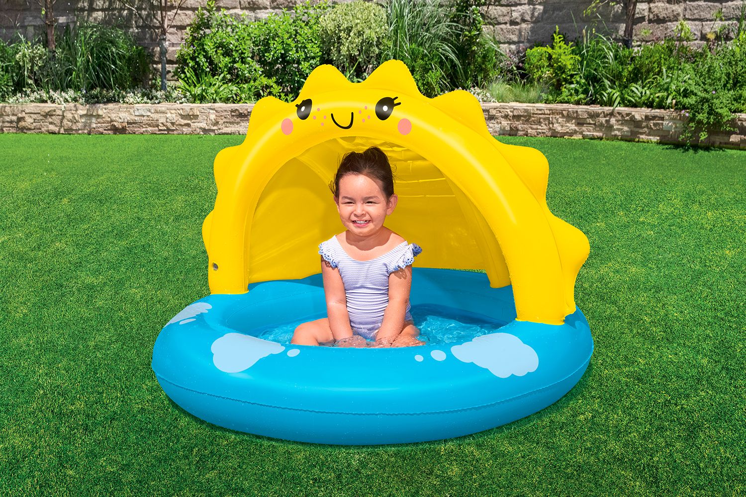 BESTWAY 1.01M X 97CM X 71CM SUNNY DAYS SHADED KIDDIE POOL (1 pool, repair patch) Age 2+