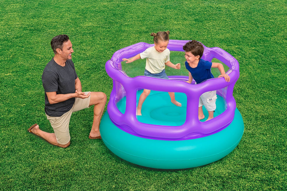 BESTWAY 1.52M X 1.52M X 84CM LAUGH 'N LEAP BOUNCER (1 bouncer, repair patch,4 foot pins) Age 3+