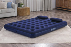 BESTWAY 2.03M X 1.52M X 22CM AIR MATTRESS QUEEN MANUAL HAND PUMP (Air Mattress, two pillows, repair patch, with Air Hammer-Inflation Pump)