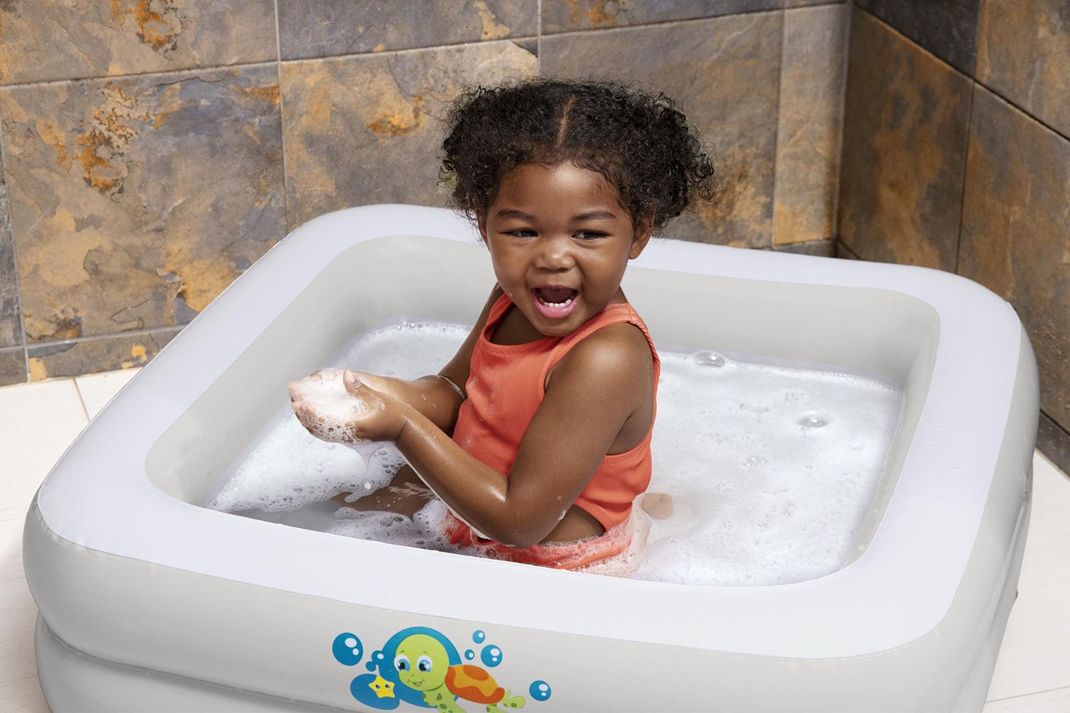 BESTWAY 86CM X 86CM X 25CM SCRUB-A-DUB BABY TUB (Contents:1 tub, repair patch) Age 0-3