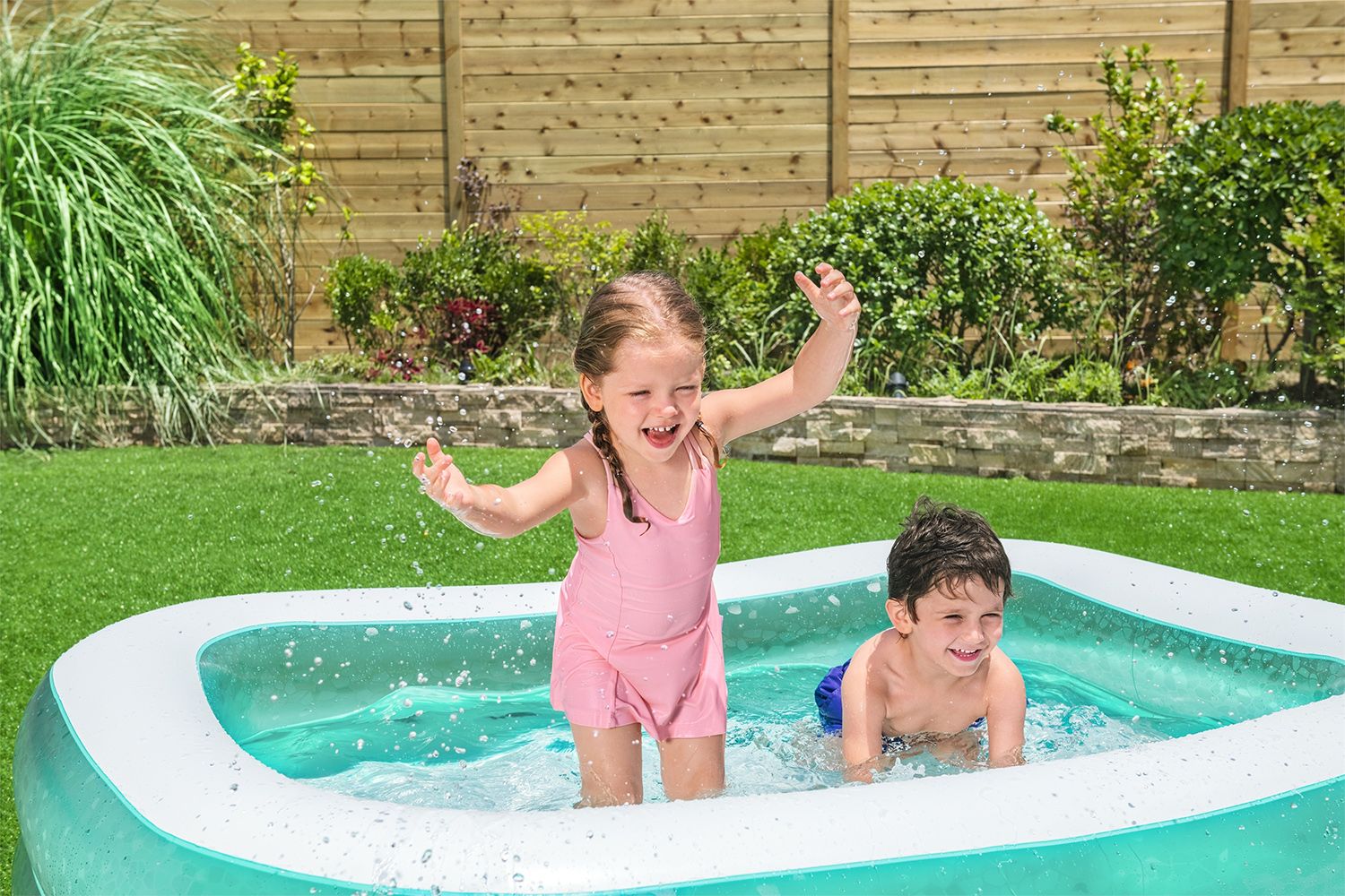 BESTWAY 2.00M X 1.46M X 48CM RECTANGULAR POOL (Contents:1 pool,repair patch) Age 3+