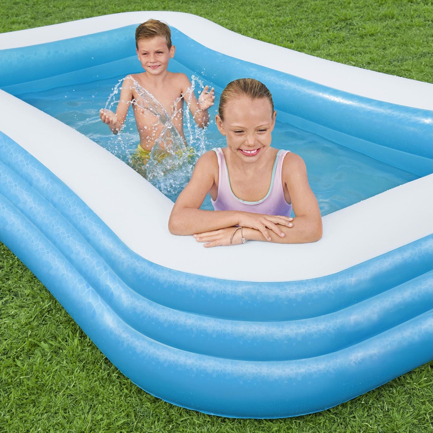 BESTWAY 3.05M X 1.83M X 56CM BLUE RECTANGULAR POOL (Contents:1 pool,repair patch) Age 6+