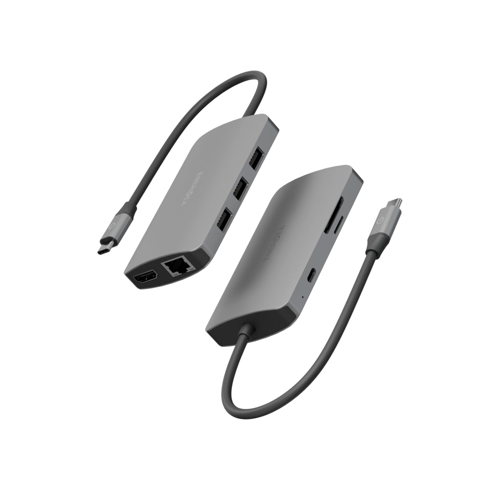 ENERGEA ALUHUB HD PRO 2 , 8 IN 1  ALUMINIUM ALLOY CHARGING HUB - GUNMETAL