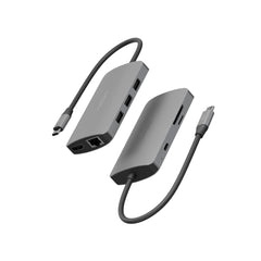 ENERGEA ALUHUB HD PRO 2 , 8 IN 1  ALUMINIUM ALLOY CHARGING HUB - GUNMETAL