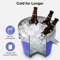 Buzio Insulated Ice Bucket 7L with Lid Scoop Tongs and 2 Cups - Purple