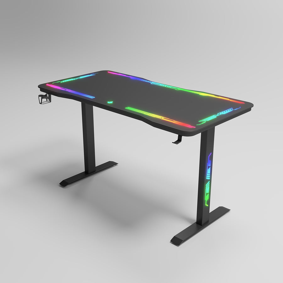 Gamax P206 Tempered Glass Surface Gaming Table 120*60*74 cm with Mousepad & Full RGB - Black