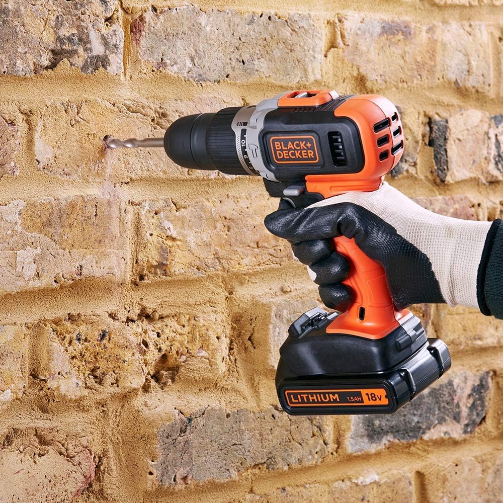 B+D Cordless Hammer Drill 18V + 2 Batteries + KitBox