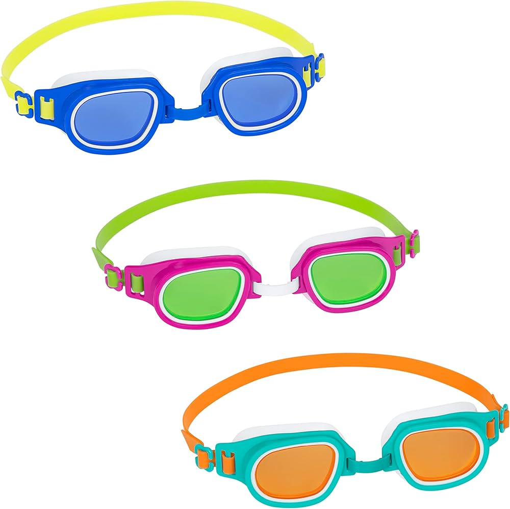 BESTWAY  AQUANAUT ESSENTIAL GOGGLES (Contents:one pair of goggles, 3 assorted colors) Age 7+
