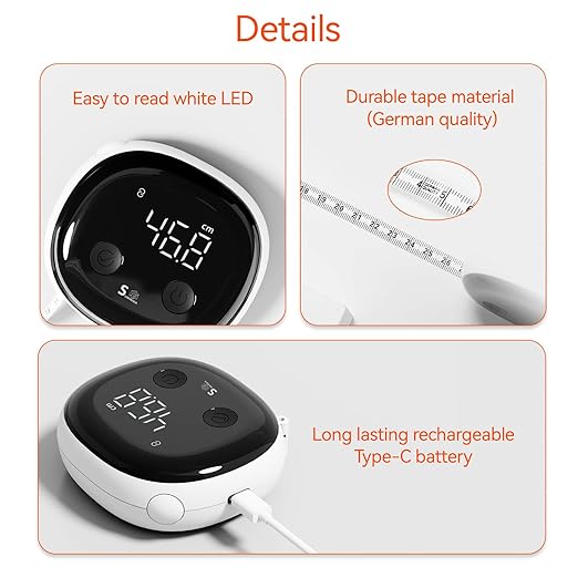 Fitdays Smart Body Tape Measure, Smart Body Waist Ruler, Waist Circumference Inch Centimeter Digital Measuring Tapes with APP